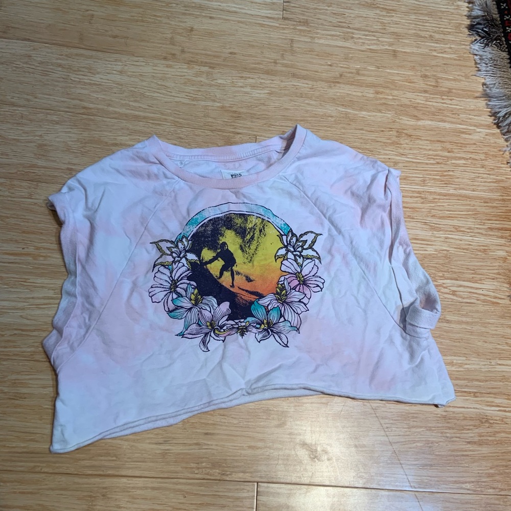 pink billabong crop top (custom bleach tie dye)